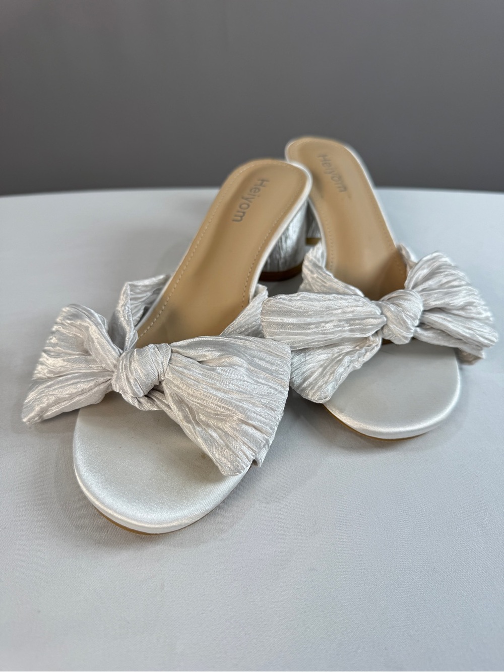 Silver Bow Slide Sandals for Women